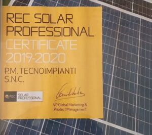 Certificato rec solar